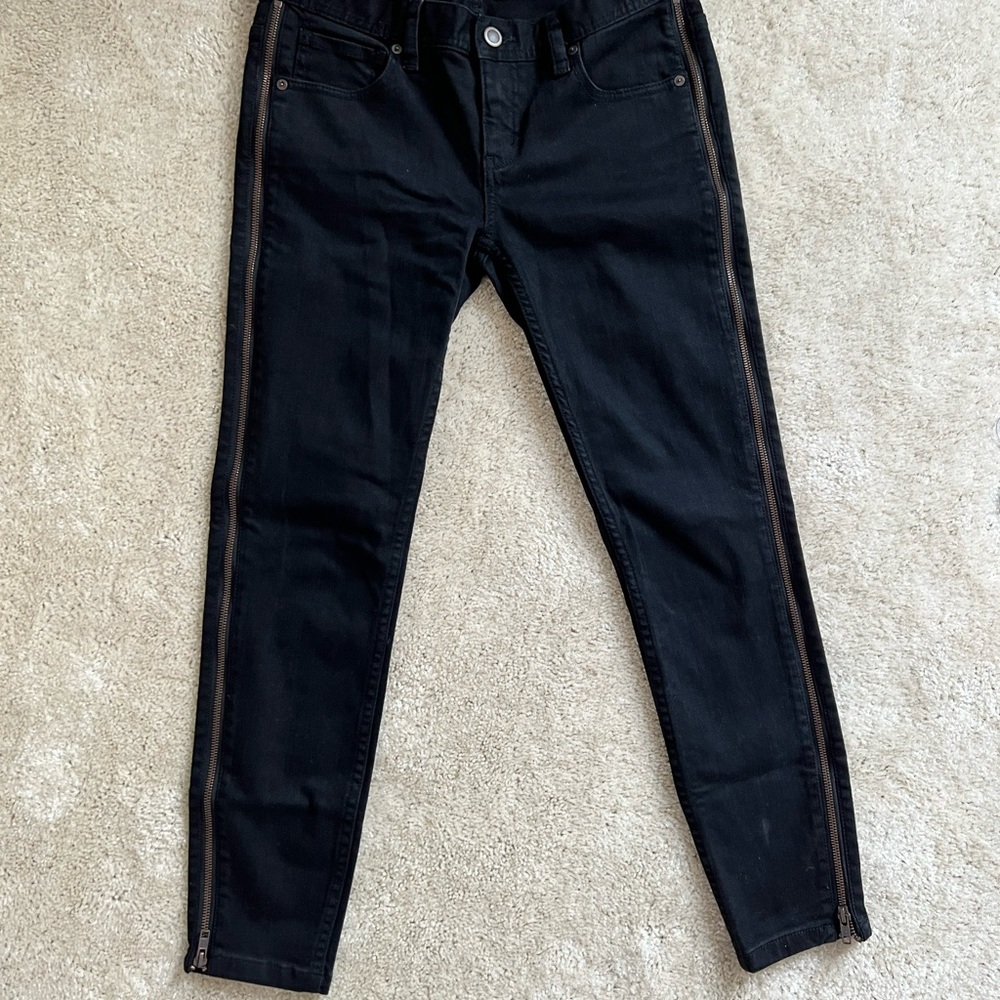 Free People Black Jeans with Zipper Down Side